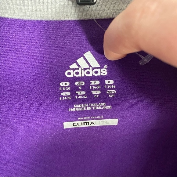 Adidas Purple Full Zip Jacket Sz Small Sweatshirt Women’s Climalite - Picture 3 of 7